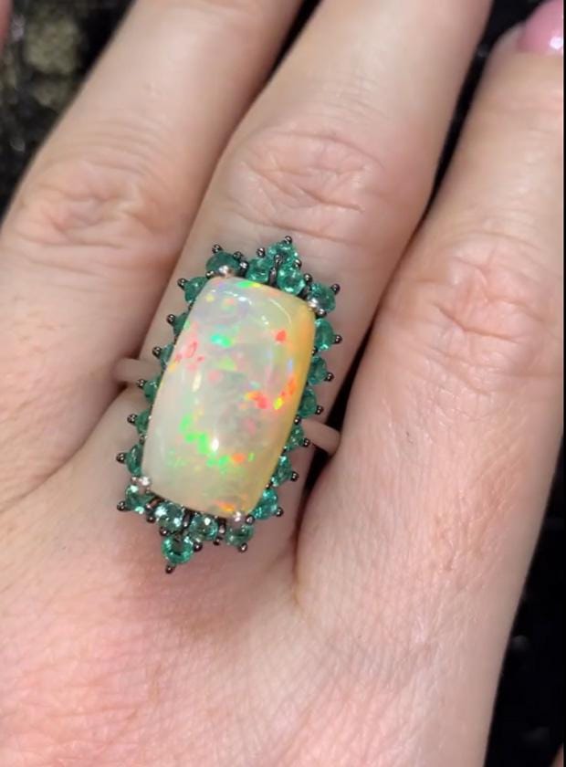 New Arrival Pave Diamond Rings, Natural Emerald Rings, Diamond Gemstone Rings, Fire Opal Rings, 925 Sterling Silver Rings, Christmas Gifts