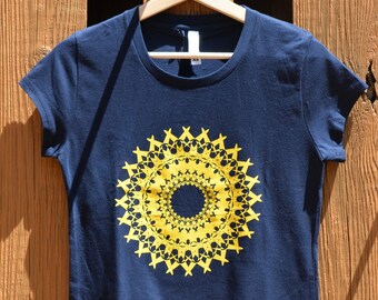 Mandala Meditation Shirt, Women's Organic Tee, Cap Sleeve Yoga T-Shirt, Eco friendly Vegan Tee