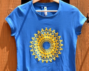 Blue Mandala Women's Organic T-shirt, Yoga Top, Meditation Tee, Gift For Her, Eco friendly gift, Vegan Tee