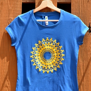 Blue Mandala Women's Organic T-shirt, Yoga Top, Meditation Tee, Gift For Her, Eco friendly gift, Vegan Tee