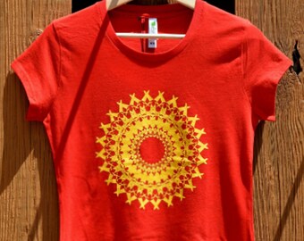 Women's Organic Cotton T-shirt, Mandala Yoga Tee,  Eco Friendly Gift, Vegan Graphic Tee, Sustainable Apparels