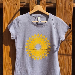 Grey Mandala Women&#39;s Organic T-shirt, Yoga Top, Meditation Tee, Gift For Her, Eco friendly gift, Vegan Tee