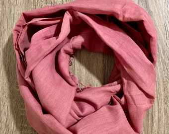 Naturally Dyed Linen Cotton Scarf, Pink Dupatta, Sustainable Gift