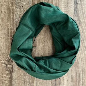 Fern Green Naturally Dyed Organic Hemp Bamboo Scarf, Dark Green Dupatta, Sustainable Gifts