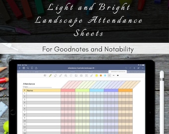 Light and Bright Landscape Digital Attendance sheets for Goodnotes and Notability. 1-5 periods per week.