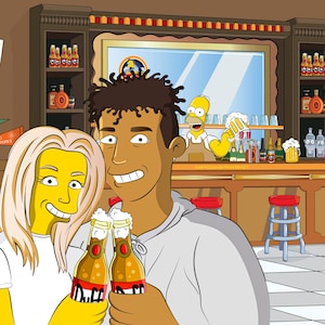 Simpsons Ritratto, Coppie, Famiglia, Compleanno,Matrimonio, Di tutto, Simpsons Caricatura,The Simpsons Stile, Regali Unici