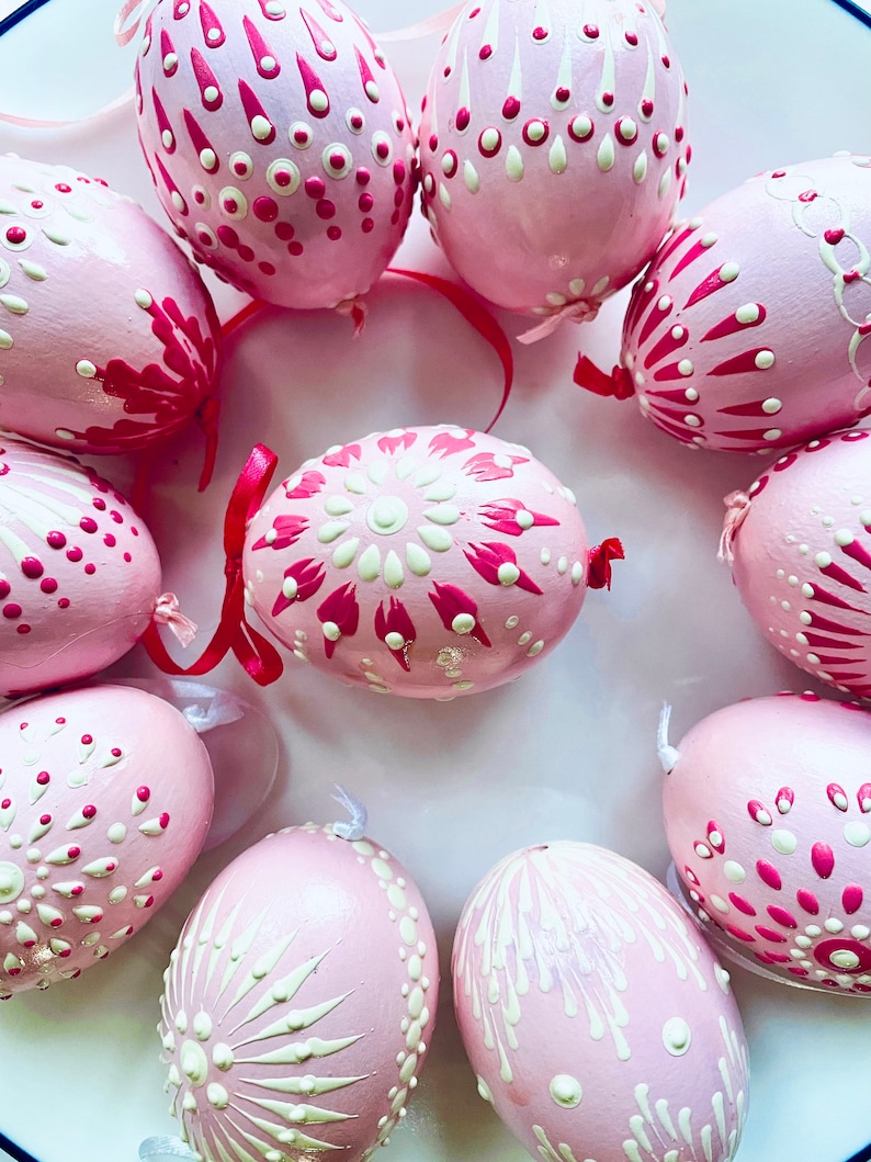 1 X Pink Hand Decorated Egg. Real Chicken Egg. Pysanky. Etsy
