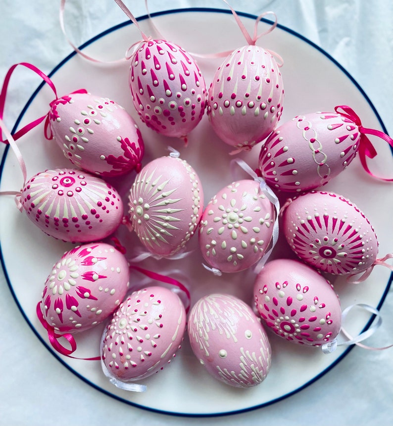 1 X Pink Hand Decorated Egg. Real Chicken Egg. Pysanky. Etsy