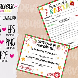 Combo Certificado de adoção elfo/Carta a Santa Svg/Ai/Eps/Pdf/Png/Jpg/Download instantâneo / Arquivo digital /Desenho digital vetorial/Arquivo impresso