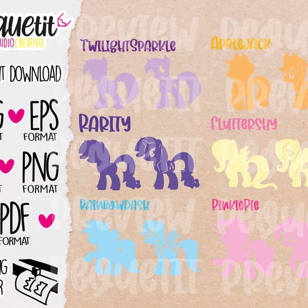 Cutie Pony Unicorn Silhuoettes svg/Ai/pdf/eps/png/vynil cut/Digital cut file /INSTANT DOWNLOAD