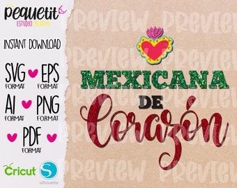 Mexicana de Corazon Rojo Svg/Mexico SVG, Eps, Ai, Png, Pdf, jpg/Digital file/Mexico Independence Day/5 de Mayo