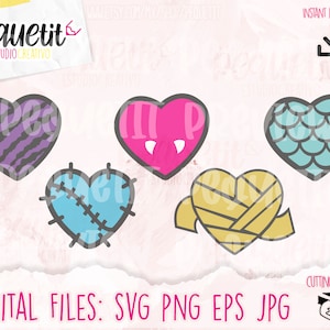 Monster Dolls Hearts Icons file di taglio digitale Svg/Eps/Jpg/Png/DOWNLOAD IMMEDIATO/