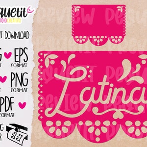 Papel Picado Latina SVG, Eps, Ai, Png, Pdf, Textile Vynil  Digital Cut file, Mexico Independence Day