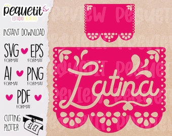 Papel Picado Latina SVG, Eps, Ai, Png, Pdf, Textile Vynil Digital Cut-fil, Mexikos självständighetsdag