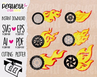 Bundle Fire Wheels SVG, Ai, Eps, Pdf, Png / Digital Cut file / Vinyl Cutting plotter / INSTANT DOWNLOAD