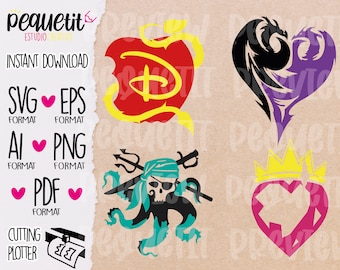 4 Evil Sons digital Evie Mal Uma corte archivo/svg/Ai/pdf/eps/png/DESCARGA INSTANTÁNEA