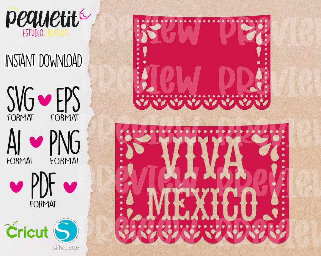 Mexico Papel Picado Viva Mexico SVG, Eps, Ai, Png, Pdf, Digital File ...