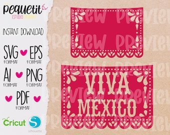 Mexico Papel Picado Viva Mexico SVG, Eps, Ai, Png, Pdf, Digital file, Textile Vynil, Mexico Independence Day
