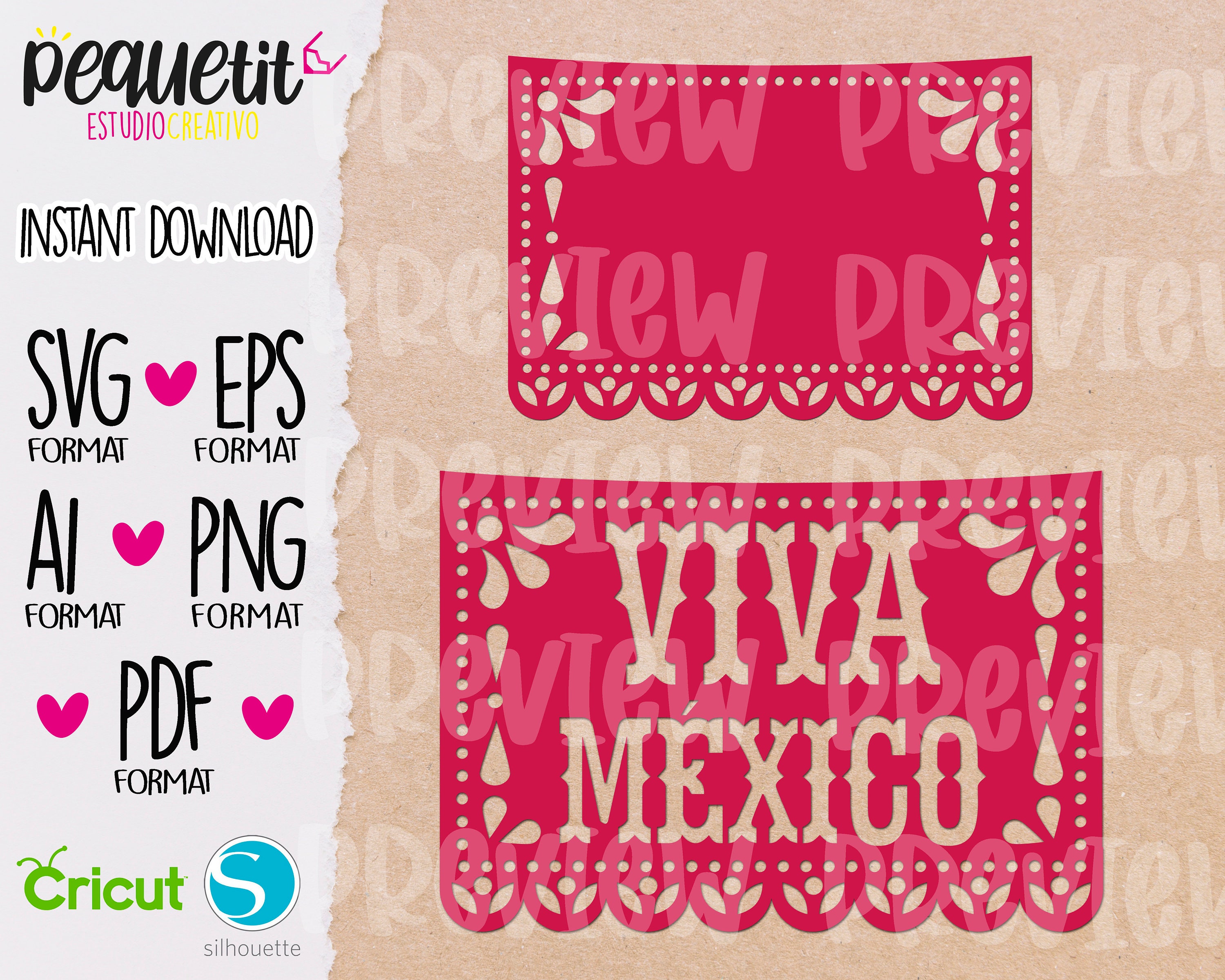 Mexico Papel Picado Viva Mexico SVG Eps Ai Png Pdf | Etsy India