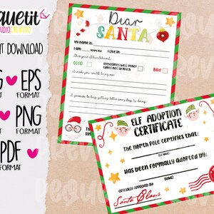 Combo Elf Adoption Certificate/Santa letter Svg/Ai/Eps/Pdf/Png/Jpg/Instant Download / Digital File /Digital Design Vector/Printable File