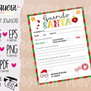 Carta a Santa para imprimir Svg/Ai/Eps/Pdf/Png/Jpg/Instant Download / Digital File /Digital Design Vector/Printed File