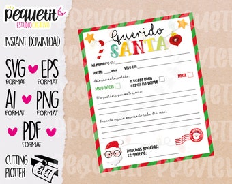 Carta a Santa para imprimir Svg/Ai/Eps/Pdf/Png/Jpg/Instant Download / Digital File /Digital Design Vector/Printed File