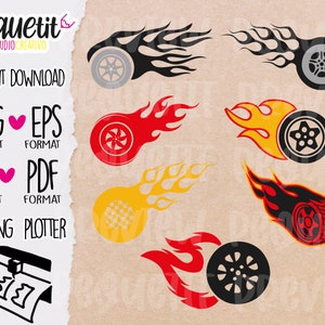Feuer Räder SVG, Ai, Eps, Pdf, Png / Digital Cut Datei / Vinyl Schneideplotter / INSTANT DOWNLOAD
