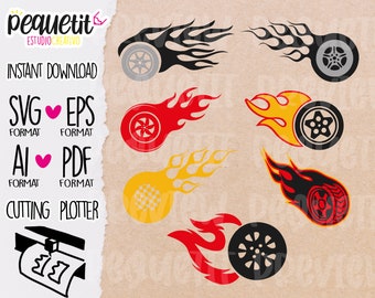 Fire Wheels SVG, Ai, Eps, Pdf, Png / Digital Cut file / Vinyl Cutting plotter / INSTANT DOWNLOAD