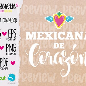 May include: A white graphic design with the text "MEXICANA DE CORAZ&Oacute;N" in a stylized font. A pink heart with yellow and blue wings is above the text.