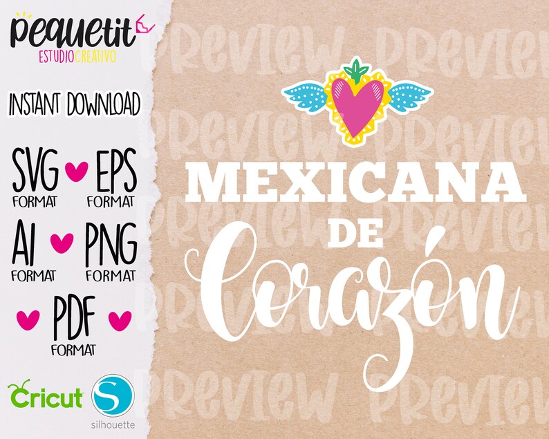 May include: A white graphic design with the text "MEXICANA DE CORAZ&Oacute;N" in a stylized font. A pink heart with yellow and blue wings is above the text.