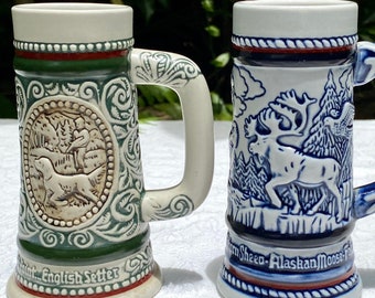 Vintage Avon Ceramarte Pair of Mini Beer Steins 6 Ounce