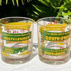 Vintage South of the Border South Carolina Pair of Rocks Glasses 8 Ounce Circa 1960s