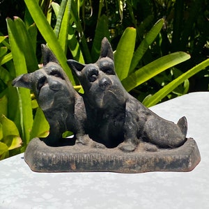 Vintage Cast Iron Scottish Terriers Door Stop