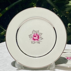 Vintage Royal Jackson Vogue Ceramics Industries Carmen Rose Pair of Bread Plates