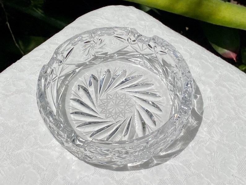 Lead Crystal Mid Century Cigar Ashtray Vintage Crystal Etsy