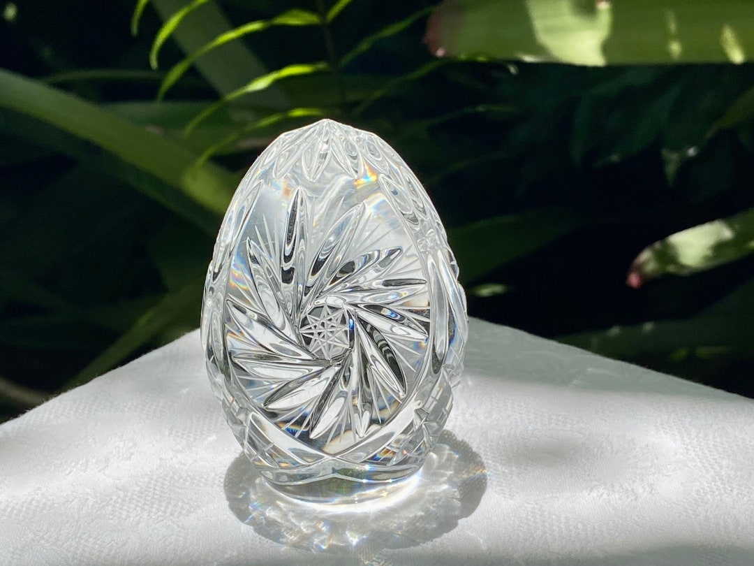 Vintage Pinwheel by American Cut Lead Crystal Egg Paperweight Etsy