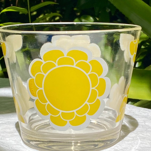 Vintage Colony Glass Yellow Daisy Flower Glass Ice Bucket