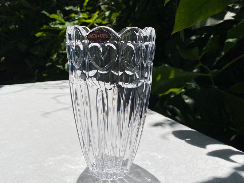 Deplomb Lead Crystal Heart Paneled Vase Etsy