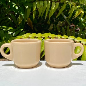 Vintage Allegheny Buffalo Restaurant Ware Adobe Tan Pair of Small Cups 4 Ounce