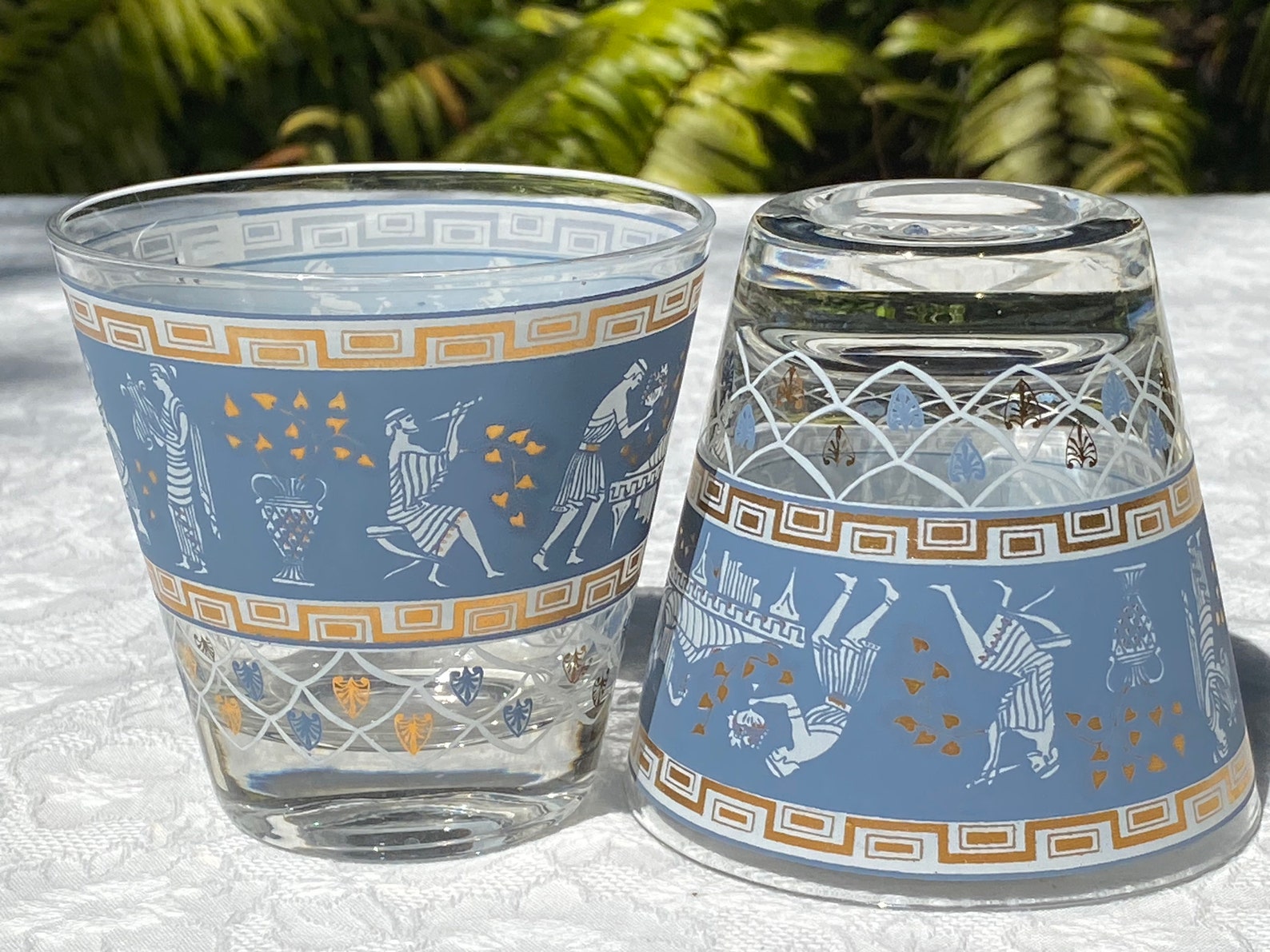 Cera Glass Etruscan Frieze Pair of Old Fashioned Glasses 7 Etsy