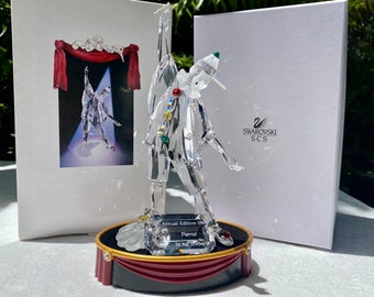 Vintage Swarovski Crystal Pierrot With Stand and Plaque