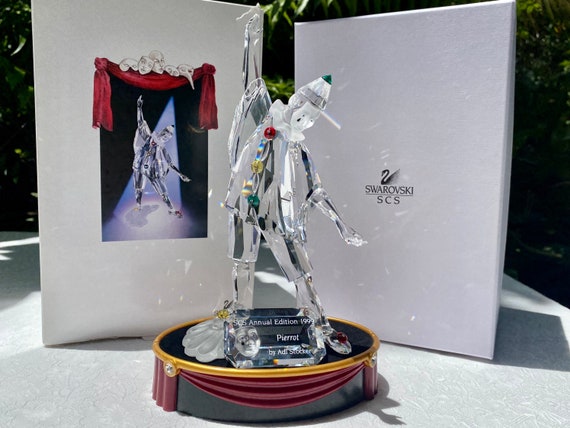 Vintage Swarovski Crystal Pierrot With Stand and Plaque Annual