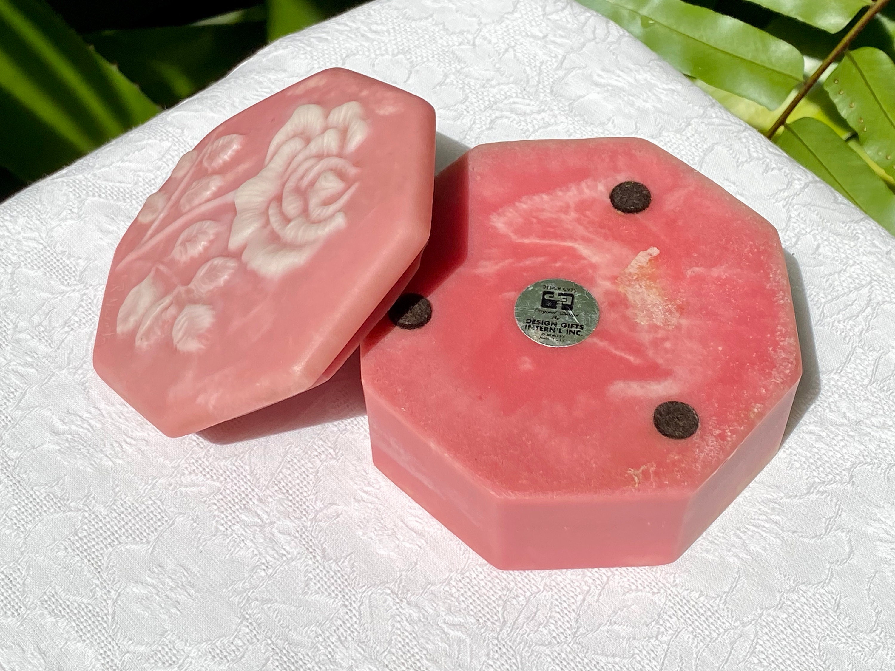 Pink Incolay Box Vintage R Nemith Incolay Octagonal Pink Rose Trinket Box - Etsy