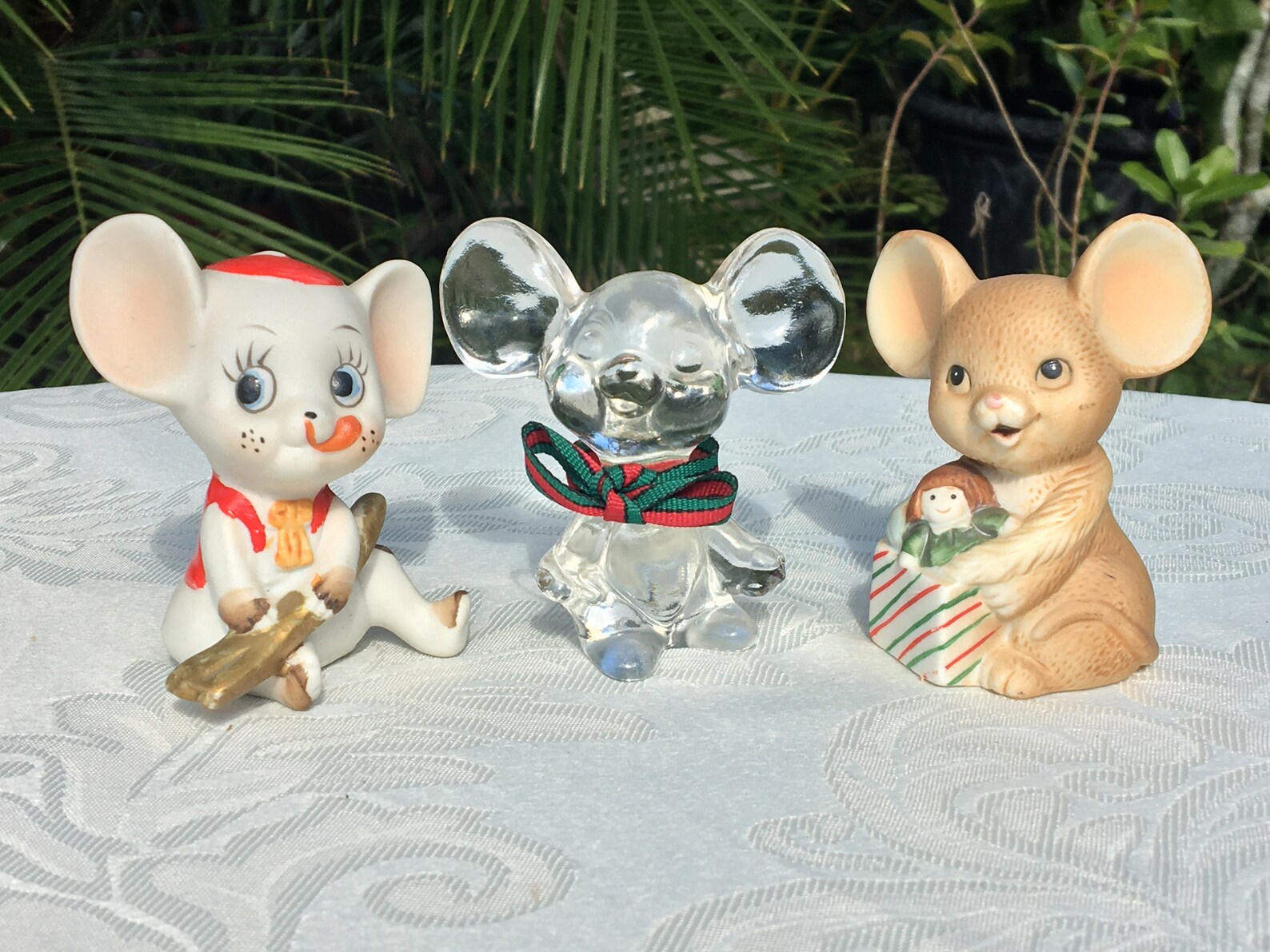 Trio of Vintage Christmas Mice Figurines Etsy
