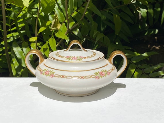 Vintage Theodore Haviland Limoges Porcelain Sugar Bowl With Lid
