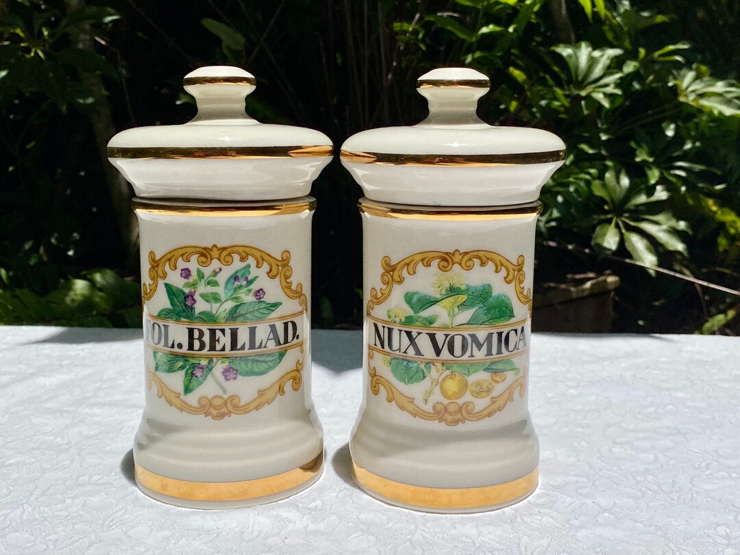 Vintage Apothecary Lidded Jar Nux Vomica OR Fol Bellad / Belladonna Etsy