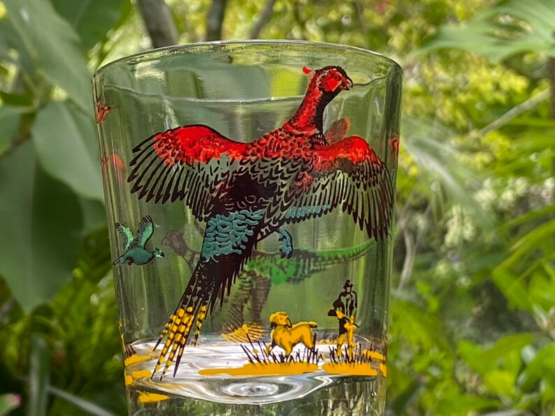 Hazel Atlas Pheasants Trio of Old Fashioned Lowball Glasses Etsy