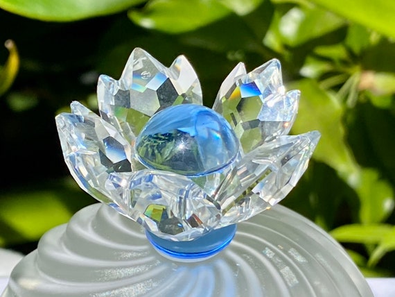 Vintage Swarovski Crystal Blue Flower Jewel Box w… - image 10