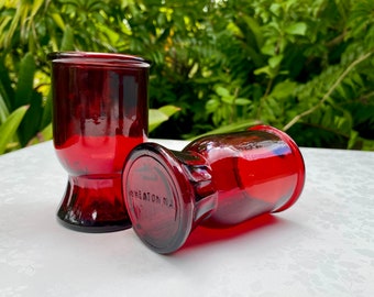 Vintage Wheaton Pair of Red Glass Juice Glasses 4 Ounce