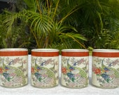Satsuma Arnart Imports Crackle Glaze Peacock Tea Cups Set of Four